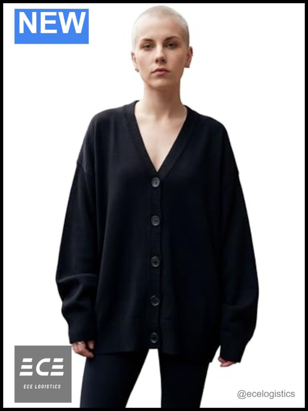 Oversized Lightweight Acrylic Knit Cardigan Button Down V-Neck Sweater